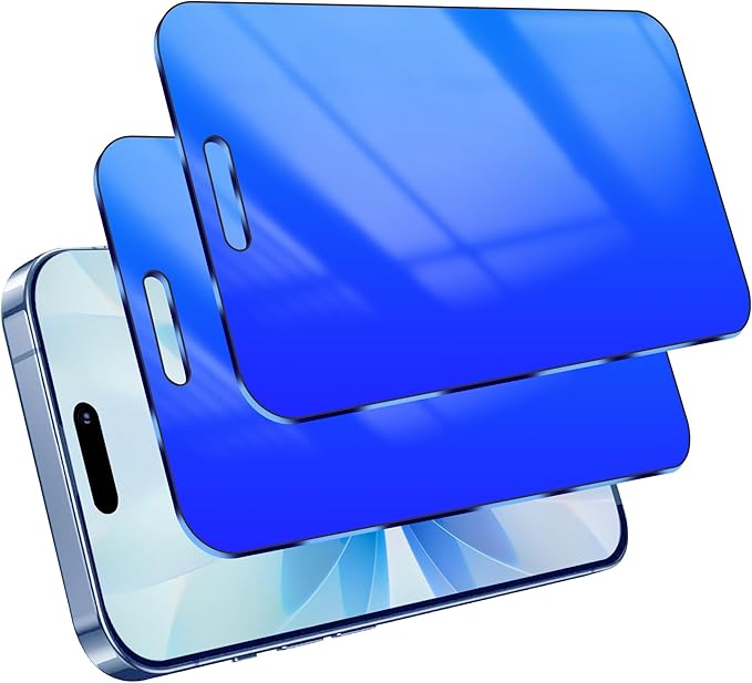 2 Pack Privacy Screen Protector for iPhone 17 Gradient Colorful Anti-Spy Tempered Glass for iPhone17 25° Anti Blue Ligh Anti-Scratch Film with Installation Frame (6.3 inch Blue)