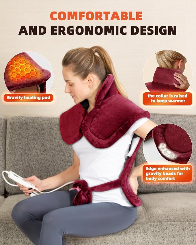 Graphene-Infused Heating Pad for Neck Shoulder and Back,Birthday Gifts for Women Men Dad, Weighted Electric Neck Shoulders Heat Pad for Pain Relief, 24"x33", ETL Certified