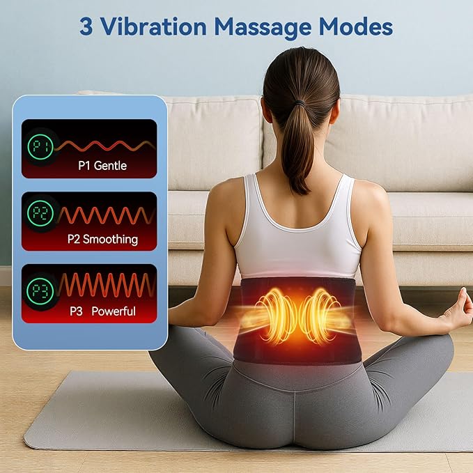 Cordless Rechargeable Red Light Therapy Belt, Wearable Infrared Light Therapy Wrap with Quiet Massage & Vibration,Heating Red Light for Body, Abdomen,Muscle,Waist, Back, Joint Pain Relief