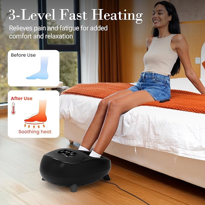 Foot Massager with Heat, FSA Eligible HSA Store Upgraded Full Foot Shiatsu Massage for Neuropathy, Remote Control Multi-Level Settings, Feet Massager for Plantar Fasciitis, Gifts for Men Women