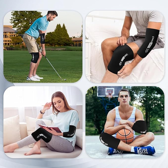 ComfiTECH Elbow Ice Pack Wrap, Multi-Use Ice Pack for Elbow, Arm, Knee and Calf, Flexible Ice Sleeve for Tennis Elbows, Golfers Arm, Muscle Relaxation, Medium, 2 Pack