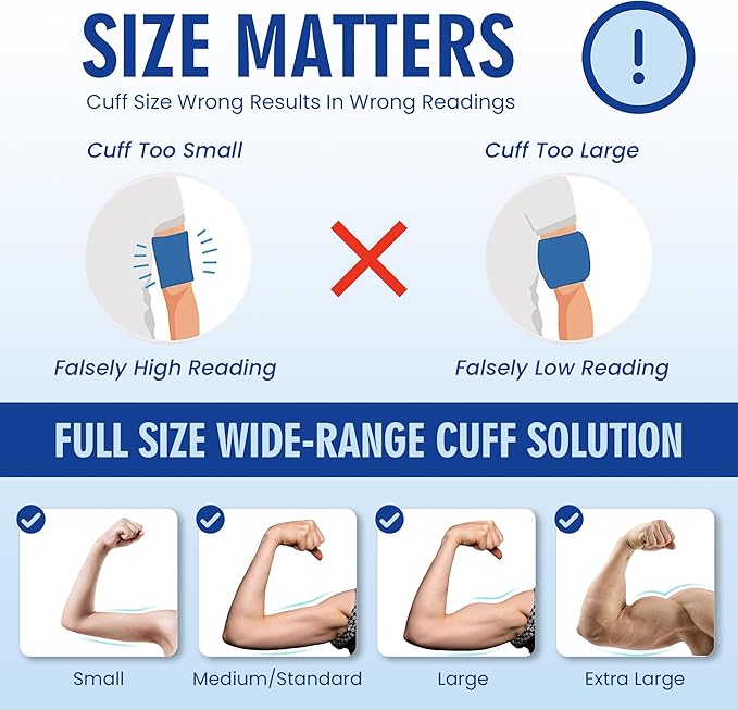 Universal Blood Pressure Replacement Cuffs 2-Pack, 5.9-9.5 & 9-21 Inches, Fit Small/Medium/Large/Extra Large XL Big Arm Sizes, 6 Connector Types Compatible with Omron & Other Monitors (BP Cuffs Only)