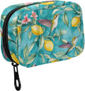 Fustylead Retro Hummingbirds and Lemon Tree Pill Organizers 2 Times A Day Pill Case Bag with Zipper Portable Weekly Pill Dispensers for Vitamin Supplement