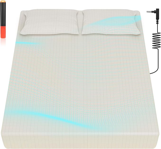 Grounding Sheet, 90% Organic Cotton+10% Pure Silver Organic Grounded Sheet for Improved Sleep, Pain Relief, with Static Grounding Cord and Test Pen (White, (60.1 * 80 * 15.1inch))
