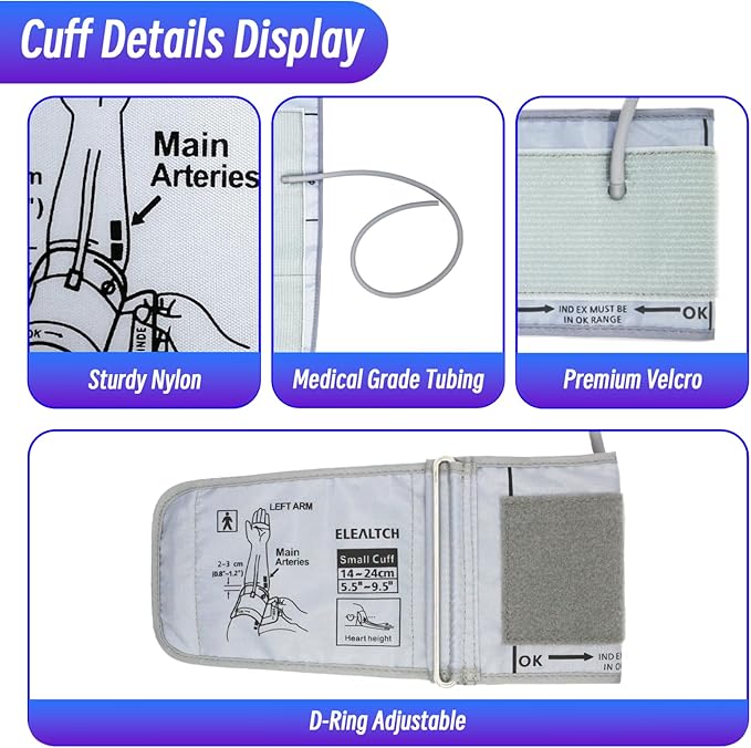 Child Small Cuff Compatible with Most BP Monitors 5.5”-9.5” Inches (14-24CM) Blood Pressure Cuff ARM BP Replacement Cuff for Pediatric and Women S(Small)