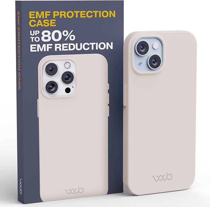 WAVEBLOCK EMF Protection Silicone iPhone Case Compatible with iPhone 15, Radiation Blocker, 5G Shield Reduction, Lightweight, USA Patented and Tested in FCC Lab, Stone