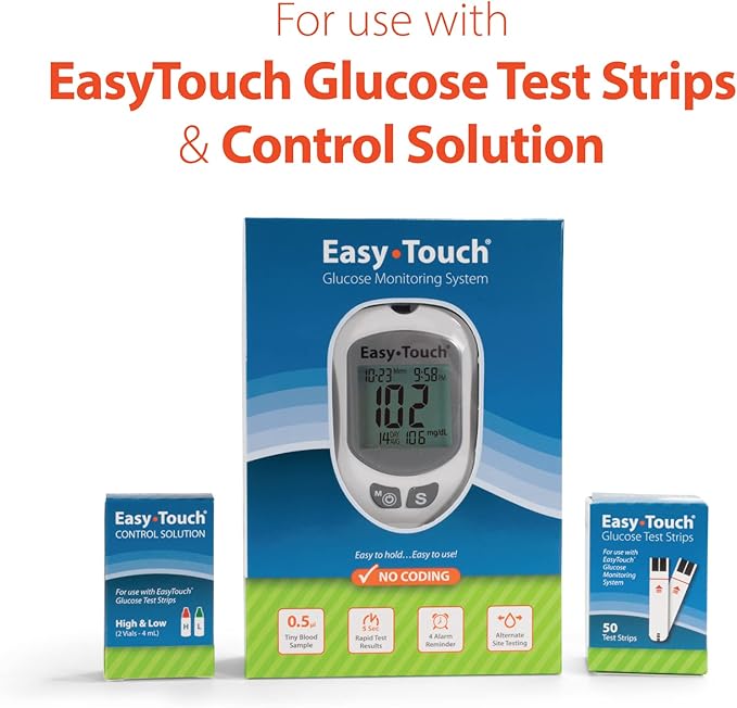Easy Touch Glucose Test Strips - 100 Count (2 Packs of 50 Strips Each)