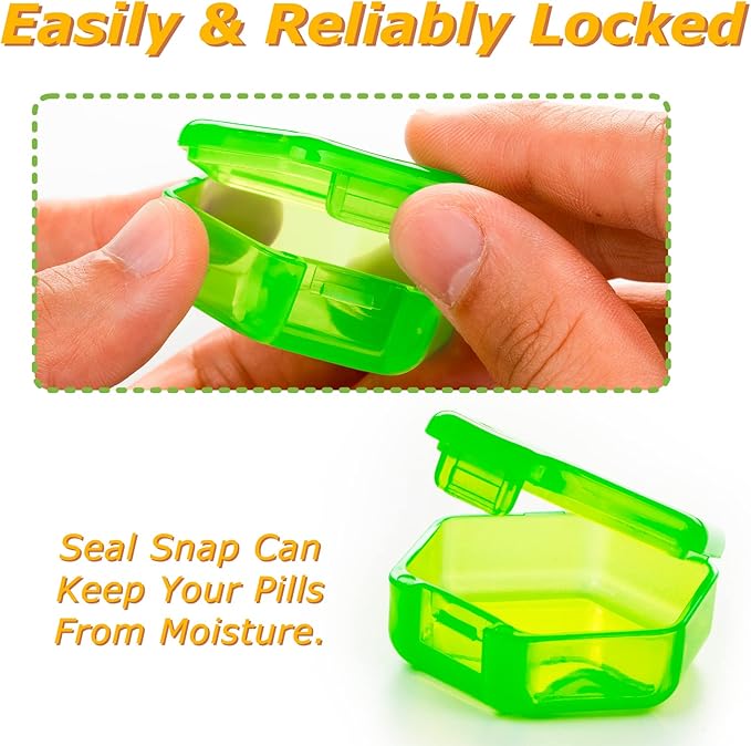 Small Pill Organizer, 7 Packs Travel Pill Box Portable 7 Day BPA Free Mini Pill Organizer for Pocket Purse Briefcase Travel Pills Medicine Cod Liver Oil Storage Box