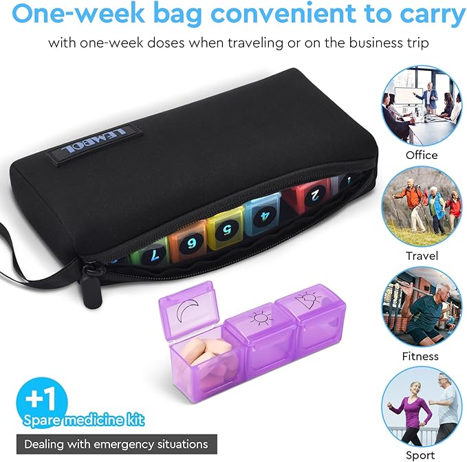 Monthly Pill Organizer 3X a Day with Portable 7-Day Travel Medicine Organizing Bag,Large Pill Box with 32 Daily Compartments,30 Day Pill Case Medicine Organizer for Vitamin,Supplement and Medication