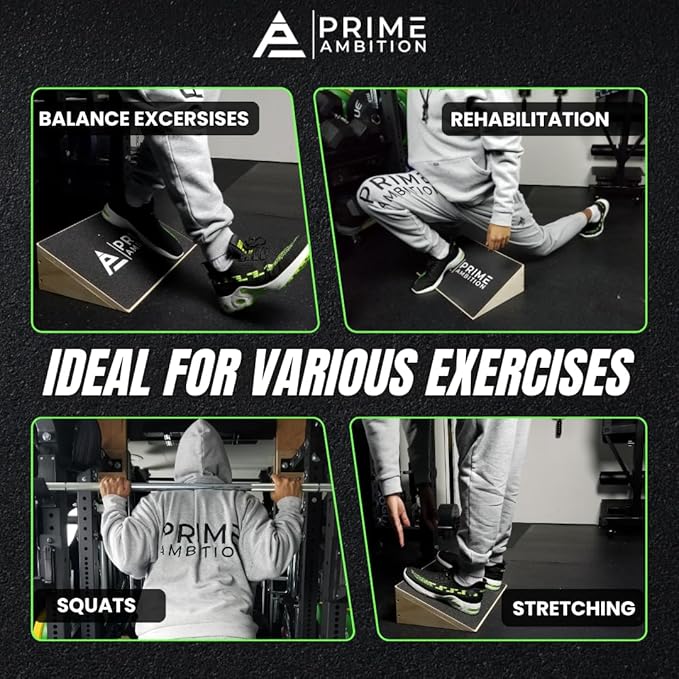 Premium Knees Over Toes Slant Board for Calf Stretching - Athletic Performance, Training Slant Board for Squats - Slanted Squat Board Non-Slip Surface - 25 Degree Incline, 1000 Lbs Weight Capacity