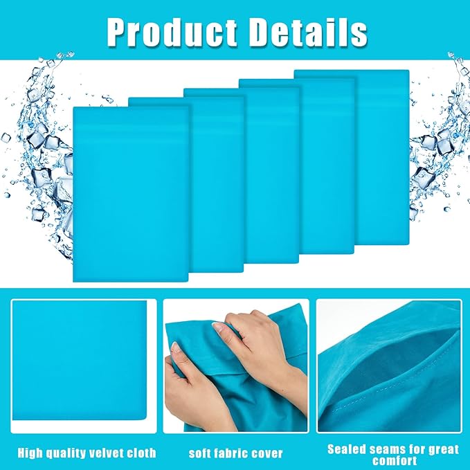 Paterr 5 Pcs Soft Flannel Cold Pack Sleeves Reusable Washable Fabric Cover for Protective Hot Ice Cover, Cold Pack Not Included, Blue(10"x14")