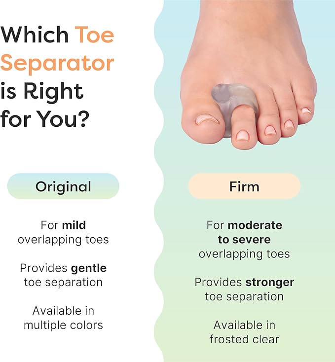 ZenToes Gel Toe Separators for Overlapping Toes, Bunions, Big Toe Alignment, Corrector and Spacer - 4 Pack (Glitter)