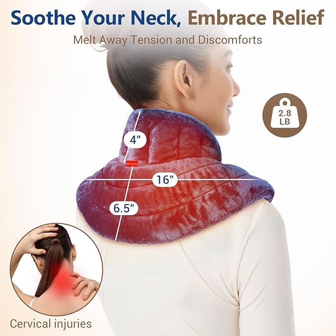 Comfytemp Neck Shoulder Heating Pad Microwavable for Pain Relief, FSA Eligible HSA, Weighted Heated Neck Wrap Warmer, Microwave Moist Heating Pads, Warm Compress, Comfort Items for Women Seniors