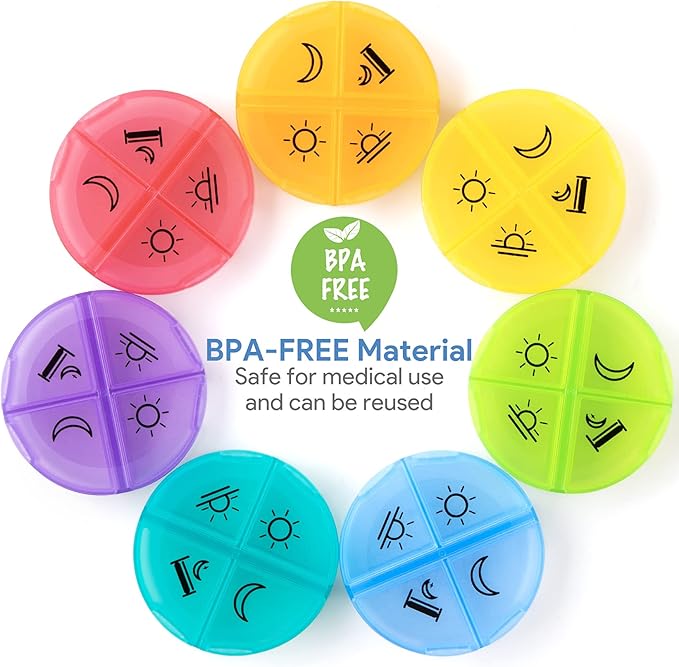Weekly Pill Organizer 4 Times a Day, 7 Day Pill Cases, Large Portable Pill Box Medicine Organizer for Pills Vitamin Fish Oil Supplement