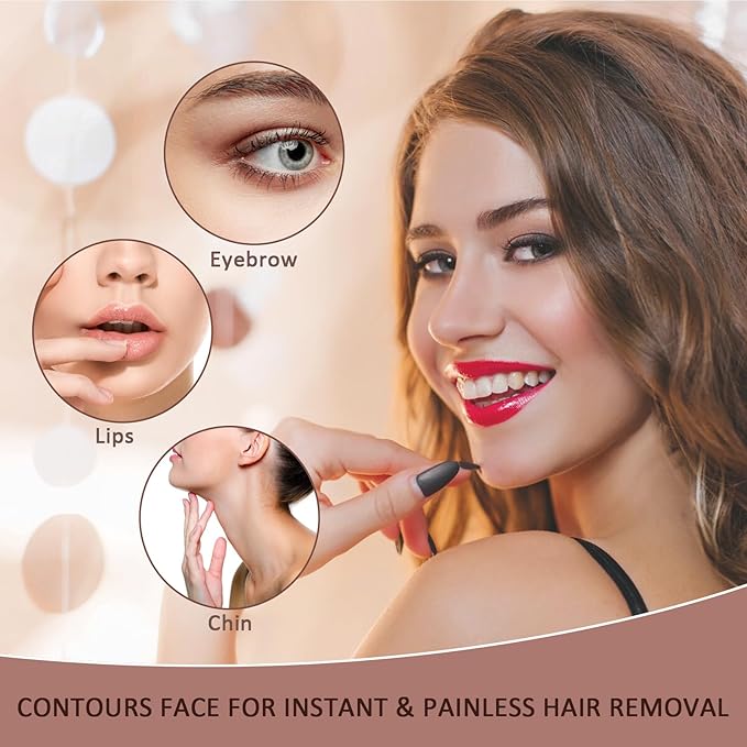 Facial Hair Removal for Women, Electric Painless Facial Hair Remover for Face, Lip, Chin with USB Rechargeable,Gold(Device Only)