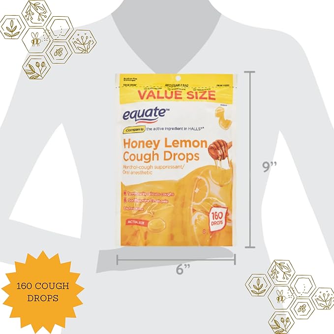 Cough Drops Honey Lemon Equate160 Count Dietary Supplement Includes Pill Organizer