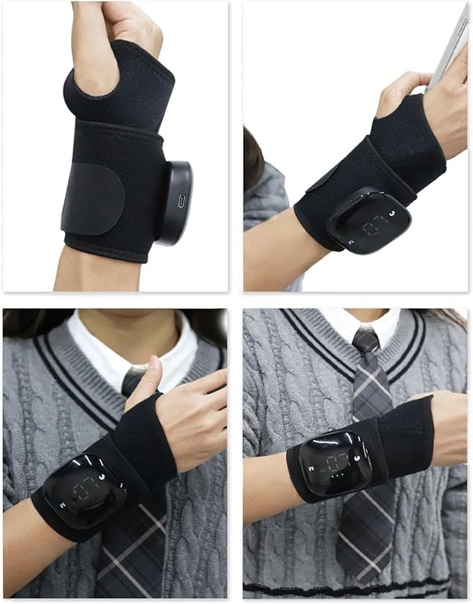 Red Light Therapy for Wrist and Hand, Infrared Wrist Wrap with Heat & 5 Massage Modes, Portable Therawrap for Carpal Tunnel Relief, Tendonitis & Joint Pain, FDA Cleared （1 PCE Wrist Only