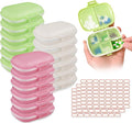 18 Pack Travel Pill Boxes Bulk Small Pill Case Portable Pill Organizer 8 Compartments Pill Box Dispenser Daily Vitamin Jewelry Organizer Travel Must Haveswith(3 Colors with 192 Pcs Labels)