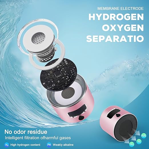 Hydrogen Water Bottle Generator with SPE/PEM Technology, Anlewo Portable H2 Water Ionizer Machine,5000PPB,6 Hours Hydrogen Retention for Family Friends Office Travel Sports Fitness(Pink)