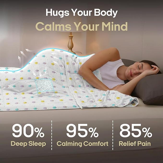 ZonLi Weighted Blanket for Adults (100% Cotton, 60"x80", 17lbs, Queen Size Small Tree Print) High Breathability Heavy Blanket, Soft Material with Premium Glass Beads, All-Season, Easy Care