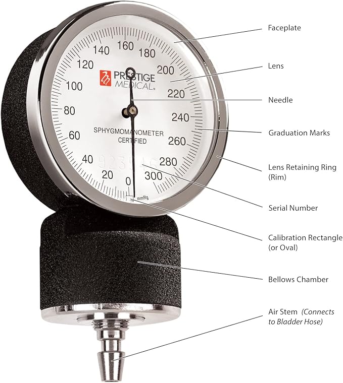 Prestige Medical Premium Adult Aneroid Sphygmomanometer, Pewter Gray