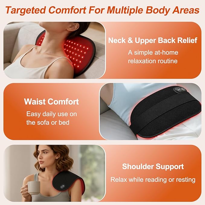 Red Light Therapy Pad for Body, Plug-in Use, 660nm & 850nm Red Light Therapy Wrap with 60 LED Lights, Flexible Portable Light Therapy Pad for Back, Knee, Hands, Post-Workout Relaxation