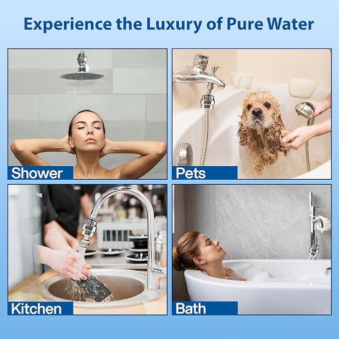AQUSOFT 25-Stage Advanced Water Filter for Shower Head - Eliminates 99.9% Chlorine, Heavy Metals and Hard Water Impurities | Improves Skin, Reduces Eczema & Dandruff | Universal Fit Shower Head Filter