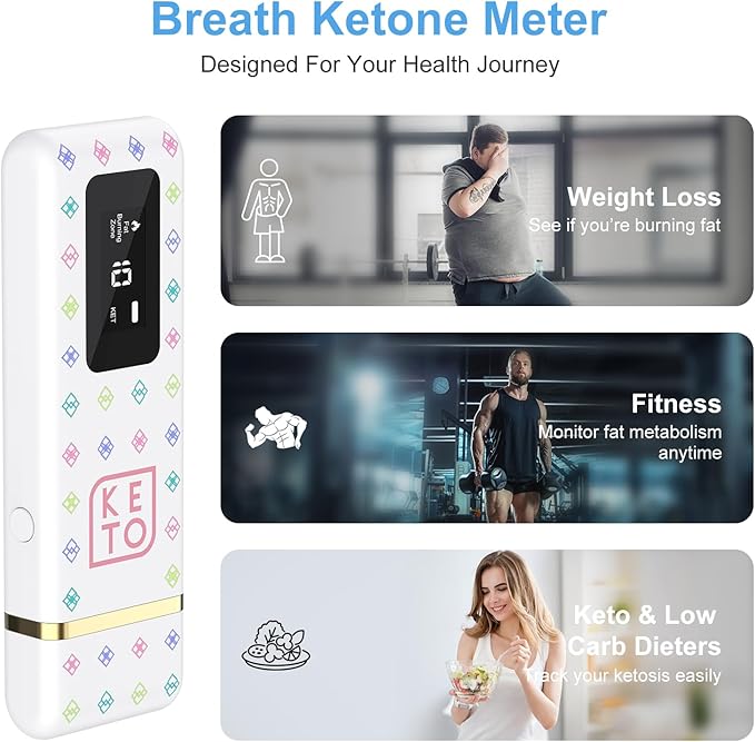 Professional Ketosis Meter, Portable Rechargeable Ketone Breath Analyzer & Monitoring – High Precision Ketone Monitors Breath Analyzer Ketosis Tester for Testing Ketosis