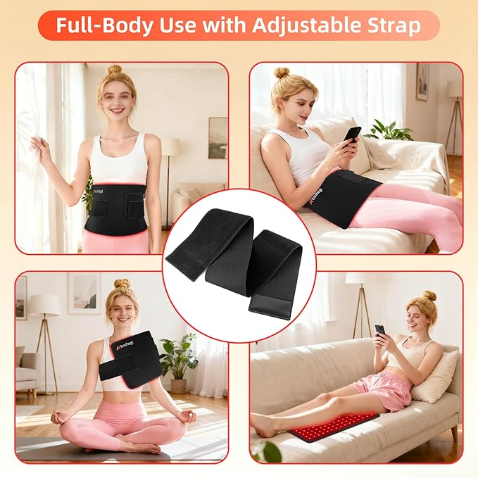 Red Light Therapy for Body, 20" Large 660nm 850nm LED Near Infrared Redlight Therapy Pad Belt Wrap for Neck Knee Shoulder Back Stomach Muscle