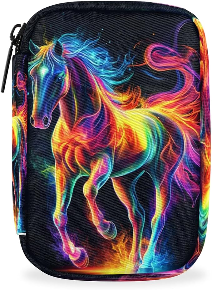 Neon Color Animal Horse Travel Pill Organizer Box Weekly Portable Pill Case Daily Pills 7 Day Small Birth Control Pills Container Removable Compartments for Medicine Vitamins Fish Oil