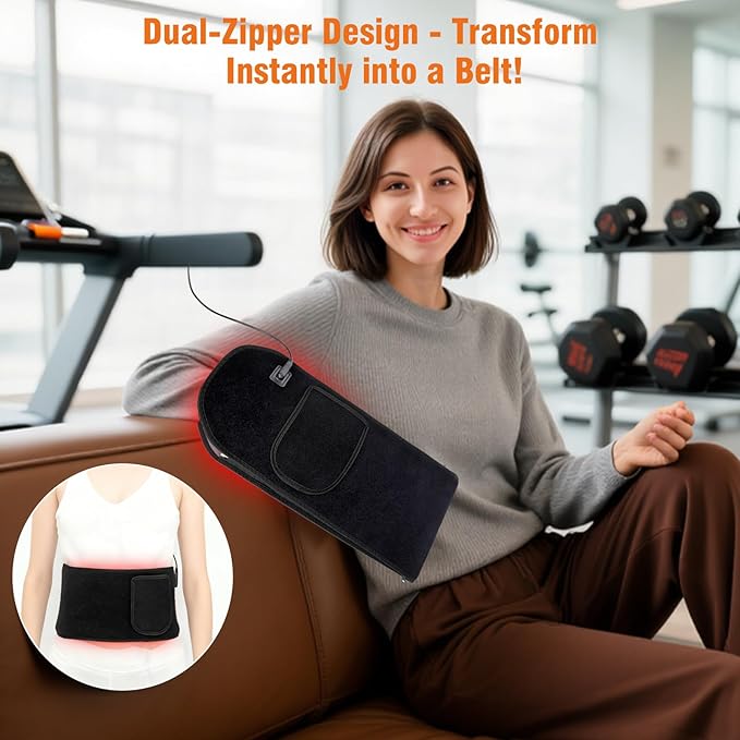 Red Light Therapy for Hands & Wrists, 360° Dual-Sided 150 LEDs Heated Gloves with Auto-Off Timer, Near Infrared Belt for Body, Waist, Finger, Palm, Elbow & Joint, 660nm & 850nm