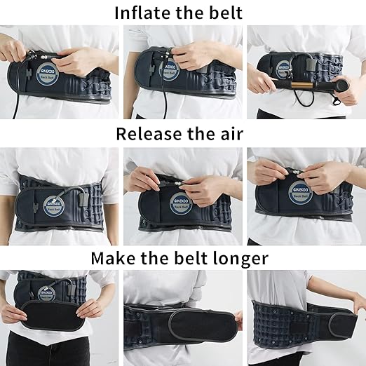Decompression Belt - Inflatable Spinal Traction Brace for Lumbar Support and Lower Back Pain, Back Reliever for Men and Women, Navy Blue (29-49 Inch Waist)