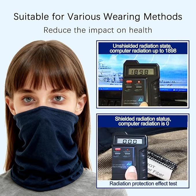 Protection Scarf,Effective 99.99% Anti R.adiation Neck Warmer,E.M.F Protection Face Covering Shielding Cell WiFi 5G RF