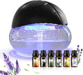 Water Based Air Purifier with Essential Oil Diffuser Pack, Air Washer with 7 Color LED Night Light, Air Revitalizer Includes 6x10ml Essential Oil Aroma Diffuser for Home, Office, Pet