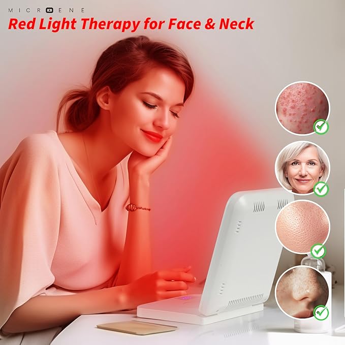 Red Light Therapy Lamp, 110 Tri-Chip LEDs, Foldable Portable Table Lamp, 660nm Red & 850nm Near Infrared (NIR), Timer, 110-240V, Face & Body