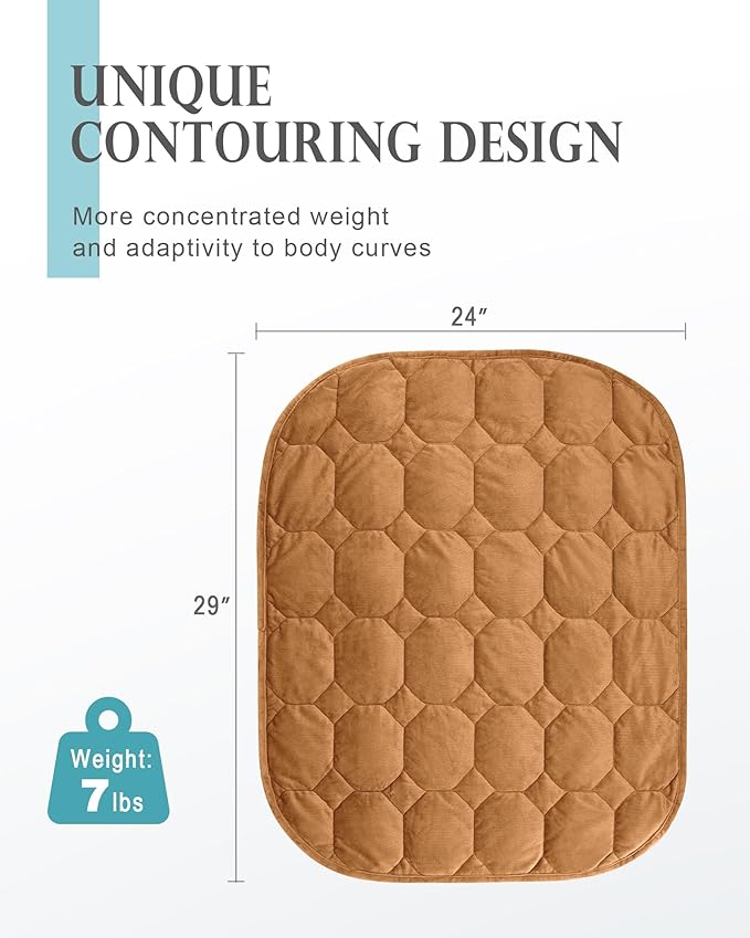 Cottonblue Weighted Lap Blanket Pad 7 lbs 29" x 24", Cozy Luxury Crystal Velvet Weighted Blanket for Adults, Small Weighted Blanket Throw All Season for Travel Relaxation Sleeping, Brown Heavy Blanket