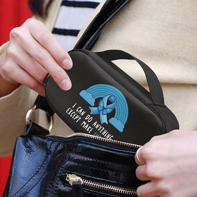 Rnyleeg Insulin Cooler Travel Case Blue Ribbon Insulin Bags for Women Reusable Diabetic Bags for Supplies Black Medicine Storage Bag
