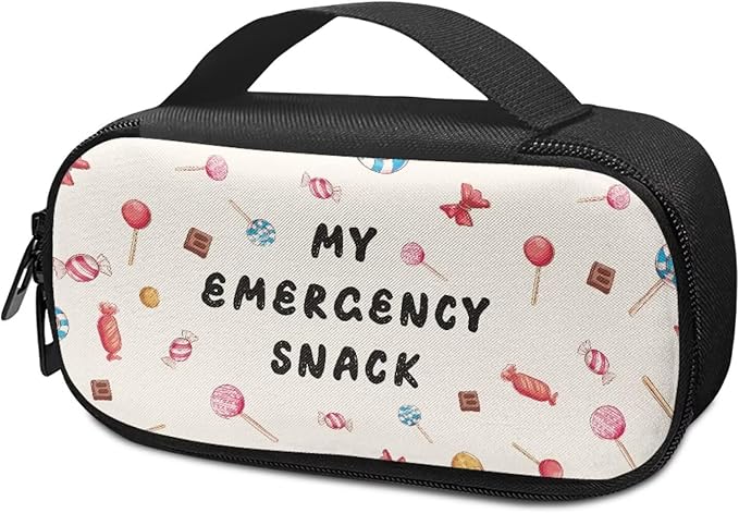 Rnyleeg Cute Diabetic Bag for Kids Snack Pattern Insulin Bags for Women Diabetic Care for Home School Portable Insulin Travel Case with Handle