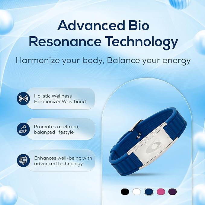 EMF BodyBand Plus+ Bracelet - Holistic Wellness Harmonizer Wristband for Men and Women (Blue)