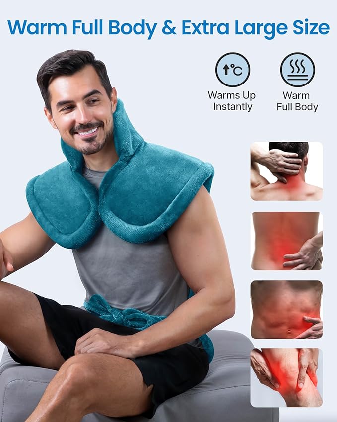 RENPHO King Size Heating Pad for Back, Birthday Gifts for Women Men Mom Dad, FSA Eligible, 24"x37" XL Large Weighted Electric Heat Pad for Neck and Shoulders, ETL Certified, Blu