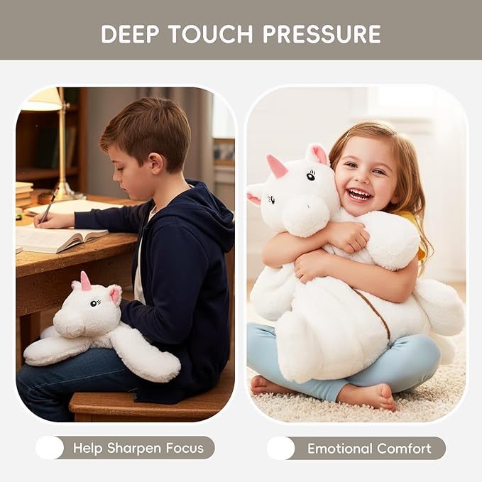 L'AGRATY Weighted Lap Pad for Kids 5 lbs, Sensory Needs Weighted Stuffed Animals Lap Blanket Soft Plush Hugging Sensory for Kids Teen Adults Removable Washable Cover