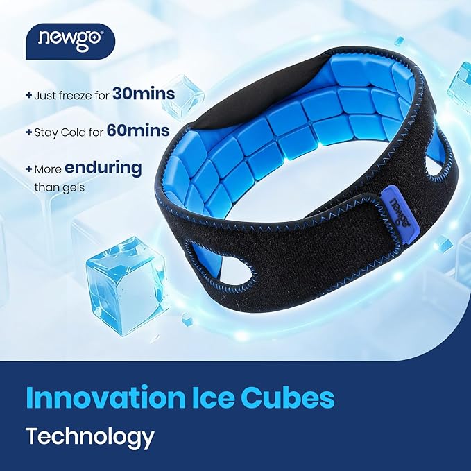 NEWGO Wisdom Teeth Pain Relief Ice Pack for Face Oral Surgery Recovery, Long Lasting Cold Face Wrap with Face Contoured Design for TMJ Relief, Tooth Extraction, Jaw Discomfort