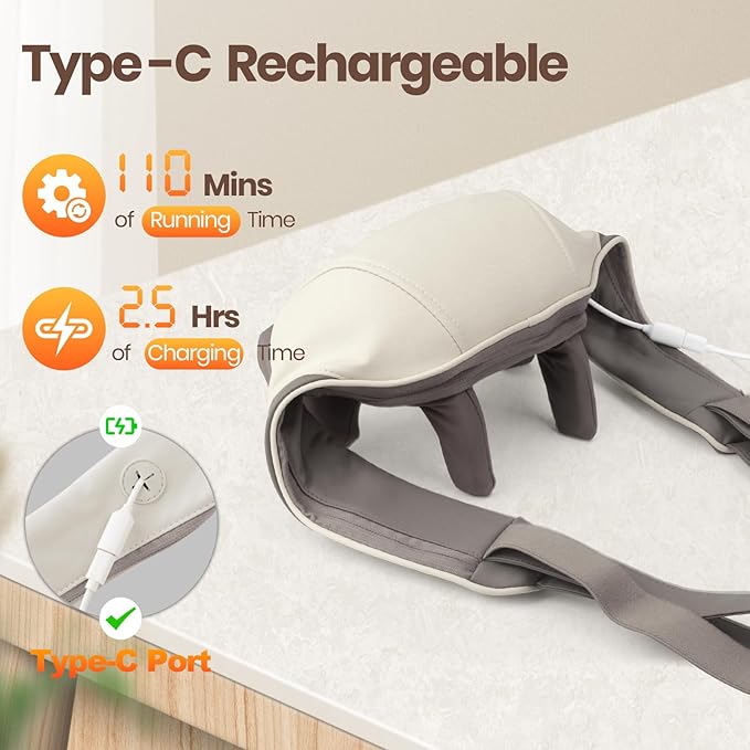 Neck and Shoulder Massager, 6D Neck Massager for Pain Relief Deep Tissue, Brushless Neck Massager with Heat, 10 Mins Auto-Off, 2 Modes & 3 Speeds, Ideal Gift for Friends Family Lover