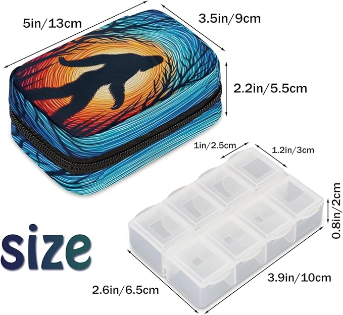 Weekly Travel Pill Organizer Case for Purse with Removable 7 Day Box Portable Compact Size Pill Box Fashionable Pill Container for Medicine Vitamin Supplement Galaxy Footbog