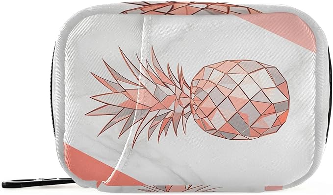 Rose Gold Marble Pinapple Pill Organizer Case White Marbling 7 Day Travel Pill Box with Zipper Portable Weekly Vitamin Medicine Supplement Holder Pouch Bag
