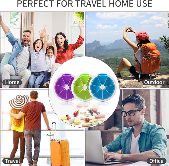 Creative Portable Mini 7 Day Weekly Circular Shape Rotary Cute Fruit Style Pill Storage Case Box (Mixed Color)