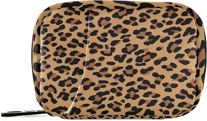 xigua Leopard Pill Case 7-Day Travel Pill Organizer Box with Zipper Closure for Vitamins, Medication and Supplements