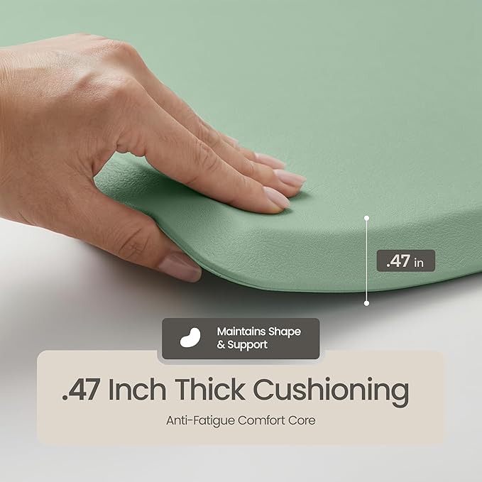 Anti Fatigue Kitchen Mats for Floor | Padded Kitchen Rugs | Non Slip, Cushioned Standing Desk Mat | Waterproof Floor Mat | 17.3" x 28" x 0.47" & 17.3" x 47.2" x 0.47", Mint Green, 2-Pack | More Décor