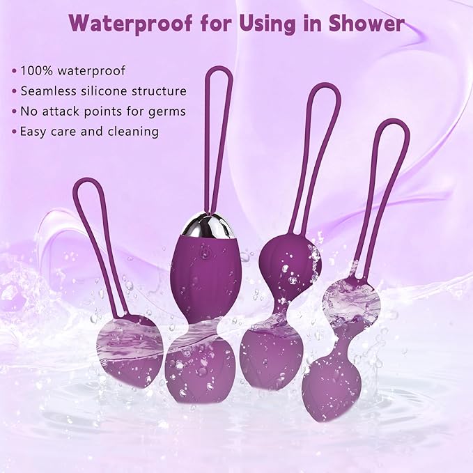 4 Kegel Balls for Women Tightening Exercise Set, Different Kegel Weights for Pelvic Floor Muscle, Pelvic Floor Trainer System for Beginners & Advance (Purple)