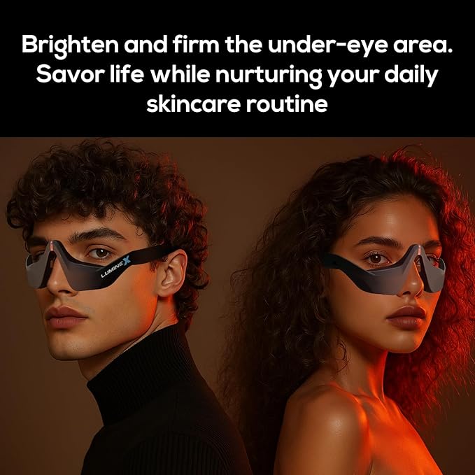Under-Eye Red Light Therapy Device, & Microcurrent Eye Massager, Puffiness, Eye Bags - Red Light Therapy Glasses for Reducing Wrinkles and Fine Lines